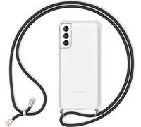 Housse de portable NALIA avec chaîne pour Samsung Galaxy S22 Plus, Housse de protection transparente & cordon de portable à porter autour du cou, Robuste Non-jaunissant Clair Noir