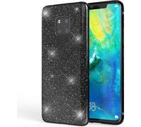 Housse de portable NALIA compatible avec Huawei Mate20 Pro, Glitter Case Back Cover Noir
