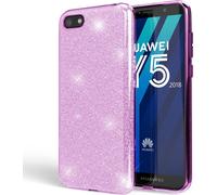 Housse de portable NALIA compatible avec Huawei Y5 2018, Glitter Case Back Bling Cover Lila