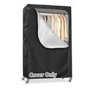 Housse de portant à vêtements en tissu Oxford 210D robuste résistant à la poussière et à l'eau, poches de rangement latérales et fermeture éclair pour un rangement sécurisé et bien rangé des vêtements