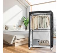 Housse de portant à vêtements en tissu Oxford 210D très résistant aux déchirures, imperméable et résistant à la poussière, fermeture éclair, panneau avant en PVC transparent et poches de rangement