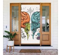 Housse de porte à ressort de 183 x 90 cm, fonctions cérébrales gauche et droite, bannière de porte pour porche, bannière à suspendre pour décoration intérieure et extérieure