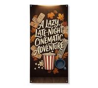 Housse de porte avec citation Movie Night Seau à popcorn Automne 91,4 x 183