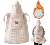 Housse de porte-bébé hiver chaud coupe-vent porte-bébé mignon motif coeur couverture de poussette avec poche douce épaissir housse siège voiture pour pour l'hiver en plein air.
