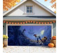 Housse de porte de garage au trésor de pirate, bleu aventure nautique, grandes décorations de porte de garage, décoration de fête d'Halloween intérieure et extérieure, 397 x 180 cm