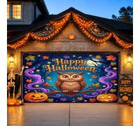 Housse de porte de garage avec citation d'Halloween Hibou effrayant 397 x