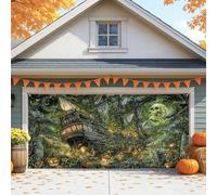 Housse de porte de garage, bateau pirate hanté, décorations effrayantes d'Halloween, grande taille pour l'intérieur et l'extérieur, décoration festive d'automne, 390 x 180 cm