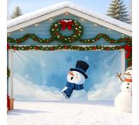 Housse de porte de garage bonhomme de neige, scène d'hiver bleue enneigée, grande décoration de porte de garage, décoration de Noël pour l'intérieur et l'extérieur, 397 x 180 cm