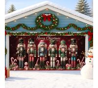 Housse de porte de garage casse-noisette, décorations de vacances festives pour l'hiver, l'intérieur et l'extérieur, décoration de Noël joyeux Noël, 397 x 180 cm