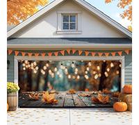 Housse de porte de garage d'automne rustique, feuilles d'automne oranges, grandes décorations de porte de garage, décoration saisonnière pour intérieur et extérieur, toile de fond de fête d'automne