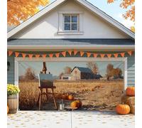 Housse de porte de garage de ferme d'automne, paysage rustique de campagne - Grandes décorations de porte de garage - Décoration d'intérieur et d'extérieur - Décoration de fond de fête de récolte