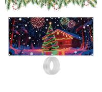Housse de porte de garage de Noël - 400 x 200 cm - Décoration de fête fluorescente UV - Décoration de porte de garage festive - Pour propriétaires de maison, fêtes de famille, décorations de rue