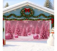 Housse de porte de garage de Noël, sapin des merveilles d'hiver, grandes décorations de porte de garage, décoration de fond de fête de Noël pour intérieur et extérieur, 397 x 180 cm