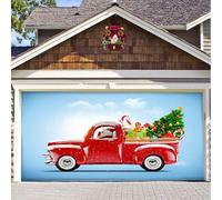 Housse de porte de garage de Noël, toile de fond à suspendre, décoration murale de garage de Noël, pour extérieur, maison, cour, fête, fond photo G, 280 x 210 cm