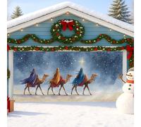 Housse de porte de garage de Noël trois mages, crèche de Noël colorée, décorations d'extérieur d'hiver, décoration de maison de vacances pour la saison des fêtes, 397 x 180 cm