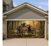 Housse de porte de garage de récolte d'automne, chariot de ferme rustique avec citrouilles et baies, grandes décorations de porte de garage, décoration d'intérieur et d'extérieur d'automne, 397 x 180