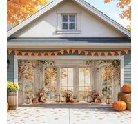 Housse de porte de garage de récolte d'automne, scène rustique de fenêtre de ferme, grandes décorations de porte de garage, décoration de fête d'Action de grâce, extérieur et intérieur, 397 x 180 cm