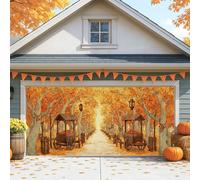 Housse de porte de garage de récolte d'automne, support de ferme rustique, citrouille et fruits, grandes décorations de porte de garage, décoration de fond de fête d'Action de grâce, intérieur et