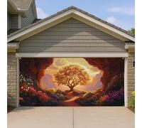 Housse de porte de garage dorée en forme d'arbre d'automne - Grand canyon coucher de soleil - Décoration extérieure inspirée de la nature pour festival d'automne - 397 x 180 cm