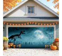 Housse de porte de garage effrayante en forme de dinosaure, grande décoration d'Halloween pour extérieur et intérieur, parfaite pour les fêtes d'automne et les fêtes d'Halloween, 397 x 180 cm