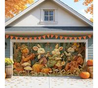 Housse de porte de garage en forme d'animal fantaisie, grandes décorations d'automne rustiques, décoration extérieure d'automne pour Halloween et Thanksgiving, 397 x 180 cm