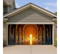 Housse de porte de garage en forme d'arche dorée, colonnes fantaisie élégantes, grandes décorations de porte de garage, décoration d'intérieur et d'extérieur, fond de fête saisonnière, 397 x 180 cm
