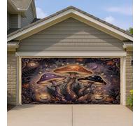 Housse de porte de garage en forme de champignons, feuilles inspirées de la nature, fleurs d'automne violettes, décoration d'intérieur pour jardin, extérieur, fête, 400 x 180 cm