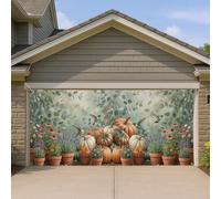 Housse de porte de garage en forme de citrouille d'automne, décorations d'automne rustiques, décoration florale colorée pour Halloween et Thanksgiving, 397 x 180 cm