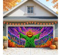 Housse de porte de garage en forme de citrouille d'Halloween, grand épouvantail effrayant, décorations de porte de garage, décoration de fête d'Halloween, décoration de fond pour extérieur et