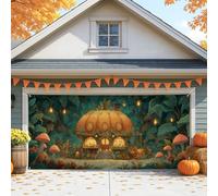 Housse de porte de garage en forme de citrouille, thème conte de fées d'automne, grandes décorations de porte de garage, Halloween, intérieur et extérieur, décoration de fond de fête d'automne, 397 x