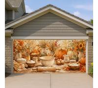 Housse de porte de garage en forme de citrouilles, rouleau à pâtisserie rustique et confortable, orange automne, décoration d'intérieur pour porche, terrasse, cour, fête extérieure, 400 x 180 cm