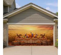 Housse de porte de garage en forme de citrouilles rustique festive, feuilles de corne d'abondance, revêtement mural de garage pour fête, décoration d'intérieur, jardin, cour, toile de fond de fête