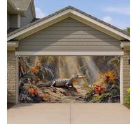 Housse de porte de garage en forme de crocodile, scène naturelle sauvage, grande décoration de porte de garage, décoration artistique de paysage tropical pour une utilisation en extérieur, décorations