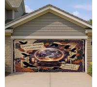Housse de porte de garage en forme de globe, corbeaux mystiques, feuilles d'automne, décoration d'intérieur pour jardin, cour, extérieur, intérieur, toile de fond de fête, 400 x 180 cm