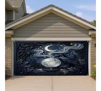 Housse de porte de garage en forme de lune, corbeau artistique mystique et nuages pour Halloween, décoration d'intérieur pour cour, extérieur, décoration d'intérieur, toile de fond de fête 400 x 180