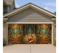 Housse de porte de garage en forme de renard de la forêt d'automne - Grande décoration de porte de garage - Décoration saisonnière pour intérieur et extérieur - 397 x 180 cm