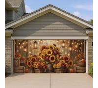 Housse de porte de garage en forme de tournesol d'automne, décorations florales rustiques, jaune chaud et orange, décoration extérieure pour la saison d'automne et la célébration de l'Action de grâce