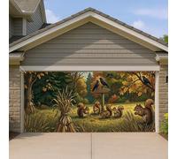 Housse de porte de garage en forme d'écureuil d'automne, scène naturelle rustique, grande décoration de porte de garage, décoration d'extérieur d'automne pour Thanksgiving et Halloween, 397 x 180 cm
