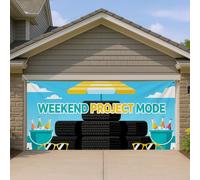 Housse de porte de garage en mode projet de w nd, décoration extérieure d'été amusante, thème pneu coloré pour fêtes d'amélioration de la maison, 397 x 180 cm