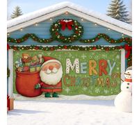 Housse de porte de garage fantaisie, grand Père Noël et joyeux Noël, décorations d'extérieur pour fêtes d'hiver, 397 x 180 cm