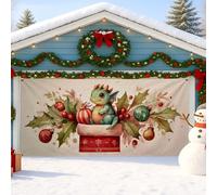 Housse de porte de garage fantaisie motif dragon, grandes décorations de vacances pour l'hiver, Noël, décoration extérieure et intérieure, 397 x 180 cm