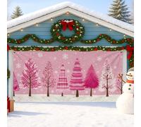 Housse de porte de garage fantaisiste de Noël, arbre d'hiver, grande décoration de porte de garage, décoration intérieure et extérieure, décoration de fond de fête de vacances, 397 x 180 cm