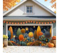 Housse de porte de garage fantaisiste pour automne, grandes décorations artistiques d'arbre, décoration extérieure et intérieure d'automne pour Halloween et Thanksgiving, 397 x 180 cm