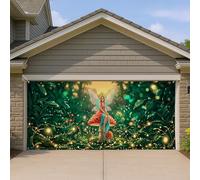 Housse de porte de garage féérique fantaisie, décorations de jardin vert enchanté, décoration intérieure et extérieure printanière, 397 x 180 cm