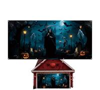 Housse De Porte De Garage | Fresque Murale Halloween,Grande Décoration Suspendue pour Fêtes Extérieures Maison Jardin Terrasse