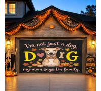 Housse de porte de garage Halloween avec citation d'amour pour chien et | Feuilles d'automne, bannière de porte de garage, accents de citrouilles, citation sur le thème de la famille