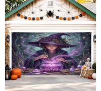 Housse de porte de garage magique, bouteilles de potion magiques effrayantes pour Halloween, décoration d'intérieur pour jardin, cour, extérieur, toile de fond de fête, 397 x 180 cm