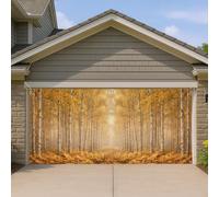 Housse de porte de garage motif bouleau - Feuilles d'automne naturelles et réalistes - Pour porte de garage - Décoration d'intérieur pour jardin, extérieur et intérieur - 400 x 180 cm