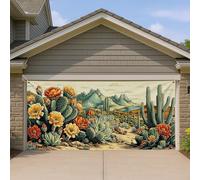 Housse de porte de garage motif cactus - Fleurs colorées du désert du sud-ouest - Grandes décorations de porte de garage, décoration d'intérieur extérieure pour l'été et le printemps, 397 x 180 cm