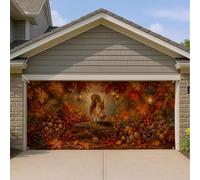 Housse de porte de garage Motif écureuil d'automne 397 x 180 cm | Feuilles d'automne, bannière de porte de garage, pommes de pin, paysage de forêt, décoration d'intérieur saisonnière